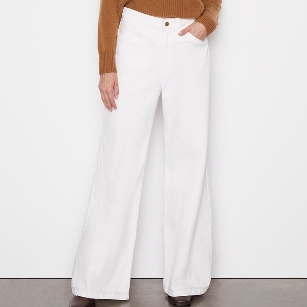 FRAME Le Baggy Palazzo
in White denim.